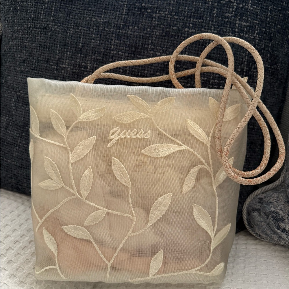 Guess Cream Shoulder Bag with Elegant Design